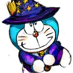 anthro bell blue_body blue_fur broom broom_riding cleaning_tool clothed clothing collar fur hat headgear headwear looking_at_viewer looking_up machine male mouth_closed red_collar red_nose simple_background smile solo whiskers white_background white_body white_fur wizard_hat wizard_robe mt_tg doraemon doraemon_(character) domestic_cat felid feline felis mammal robot 1:1 2016 shaded