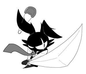 anthro biped black_body black_fur bottomwear cheek_tuft clothed clothing facial_tuft fur holding_melee_weapon holding_object holding_sword holding_weapon male melee_weapon necktie pants pupils scar simple_background slit_pupils solo suit sword topwear tuft weapon white_background sabgong vincent_(sabgong) lagomorph leporid mammal rabbit monochrome