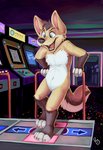 4_toes anthro arcade arcade_machine blue_eyes brown_body brown_fur claws featureless_crotch feet fur male nude plantigrade rhythm_game solo tan_body tan_fur toes whiskers white_body white_fur pandapaco bemani dance_dance_revolution konami canid canine canis domestic_dog mammal 2020 adobe_photoshop_(artwork) digital_media_(artwork) hi_res