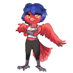 adolescent anthro blue_hair chibi female hair jewelry moody notched_wings pendant solo wings young young_anthro artistdaura teiso_(xirix) avian bird 1:1 hi_res