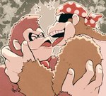 anthro clothing duo eyewear face_grab hug kerchief male male/male muscular muscular_male necktie shirt smile sunglasses tank_top topwear minashirazu donkey_kong_(series) nintendo donkey_kong_(character) funky_kong ape gorilla haplorhine mammal primate