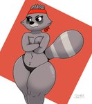 anthro breasts clothing female flat_chested fur hair nipples short_stack simple_background solo tail thick_thighs wide_hips scoobie62 electronic_arts peggle popcap_games roxy_raccoon mammal procyonid raccoon absurd_res digital_media_(artwork) hi_res