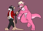 anthro duo foreskin fur genitals humanoid_genitalia humanoid_penis hypnosis leash leash_pull male male/male mind_control penis pink_body pink_fur ringed_eyes crisstail ottah american_opossum mammal marsupial mustelid otter river_otter