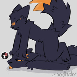 3_fingers 3_toes :3 >_< ambiguous/ambiguous ambiguous_gender annoyed anthro back_tuft belly_tuft big_tail biped black_body black_eyebrows black_eyes black_fur black_nose black_tail blush blush_lines cheek_tuft chest_tuft cross-popping_vein curled_tail dipstick_tail duo ears_back eyebrows eyes_closed facial_tuft feet fingers fluffy fluffy_chest fluffy_fur fluffy_tail fur gameplay_mechanics grey_background hand_on_head handpaw hands_behind_head happy head_tuft hindpaw knee_tuft kneeling_on_another leg_tuft long_tail lying markings moodles narrowed_eyes nude nude_ambiguous nude_anthro on_front orange_blush orange_body orange_fur orange_sclera orange_tail_tip orange_tongue paws pivoted_ears pupils shadow side_view simple_background slit_pupils snout spikes spikes_(anatomy) stepped_on tail tail_markings text toes tongue tuft zhodholm casualties:_unknown canid canine expie_(gunsawian) fox gunsawian hybrid mammal murid murine rat rodent 1:1 2026 artist_name colored digital_drawing_(artwork) digital_media_(artwork) hi_res meme sketch watermark