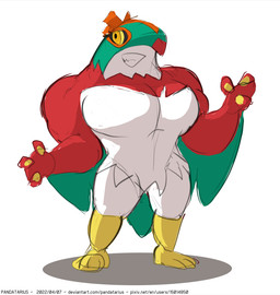 3_fingers 3_toes anthro arms_bent big_breasts breasts eyelashes feathers featureless_breasts feet female female_anthro fingers green_body green_feathers huge_breasts nude nude_anthro nude_female orange_eyes pecs pokemorph red_body red_feathers simple_background solo standing text thick_thighs toes toothy_grin white_background white_body white_feathers yellow_sclera pandatarius nintendo pokemon generation_6_pokemon hawlucha pokemon_(species) 2022 absurd_res artist_name cel_shading colored_sketch dated digital_drawing_(artwork) digital_media_(artwork) hi_res shaded sketch url