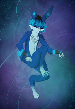 anthro artimeises fur glowing glowing_markings https://bsky.app/profile/artimeises.bsky.social male markings multicolored_body multicolored_fur humanoid lagomorph leporid mammal rabbit absurd_res hi_res