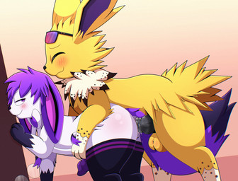 anal anal_penetration animal_genitalia animal_penis balls bedroom_eyes black_penis blush blush_lines bodily_fluids bow_ribbon canine_genitalia canine_penis clothed clothed_feral clothing cum cum_in_ass cum_inside duo eyes_closed eyewear eyewear_on_head femboy feral fur genital_fluids genitals hair legwear long_ears male male/male narrowed_eyes penetration penile penile_penetration penis penis_in_ass purple_hair seductive stockings sunglasses sunglasses_on_head thigh_highs yellow_body yellow_fur cloudeon nintendo pokemon eeveelution generation_1_pokemon generation_6_pokemon jolteon pokemon_(species) sylveon absurd_res hi_res