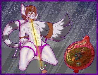 anthro anthro_pred anthro_prey bdsm bodily_fluids bondage bound bulge clothing duo electronics extreme_size_difference femboy gag gagged hot_tub internal internal_oral kneeling larger_male larger_pred lights male male/male male_anthro male_pred male_prey muscular oral_vore organs partially_clothed_anthro phone relaxing rope size_difference smaller_male soft_vore stomach stomach_acid swimming_pool thick_thighs tight_clothing vore vore_tether atelierphos yarill felid feline mammal hi_res