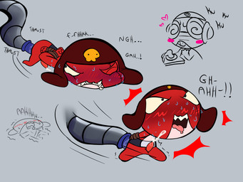 anal anal_penetration ass_up bodily_fluids bound cum cumshot device duo ejaculation female genital_fluids genitals male male_penetrated mechanical_penis penetration penis shaking solo_focus sweat tongue tongue_out unconscious yeetymcbeet sgt._frog giroro kururu amphibian frog humanoid keronian 4:3 hi_res