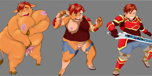 anthro armor base_one_layout basic_sequence big_breasts bodily_fluids breast_growth breasts breasts_and_teats clenched_teeth clothed clothing female gender_transformation genital_fluids genitals grey_background growth hair holding_breast human_to_anthro linear_sequence male melee_weapon mtf_transformation nipples nude obese obese_female one_row_layout open_mouth overweight overweight_female red_hair short_hair simple_background solo species_transformation standing surprised sword teats teeth three_frame_image three_frame_sequence torn_clothing transformation transformation_sequence udders vaginal_fluids vulva weapon weight_gain killpanda fire_emblem fire_emblem_heroes fire_emblem_mystery_of_the_emblem nintendo cain_(fire_emblem) bovid bovine cattle human mammal 2018 digital_media_(artwork) full-length_portrait hi_res letterbox portrait right_to_left sequence