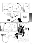 absurd_res alternate_version_at_source anthro barefoot canid canine comic dialogue disney duo ears_down ellipsis english_text feet fox fur hard_translated hi_res judy_hopps lagomorph leporid mammal monochrome nick_wilde open_mouth open_smile pivoted_ears rabbit red_fox rikuo_(artist) smile speech_bubble standing text third-party_edit translated true_fox vertical_bar_eyes zootopia