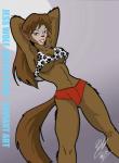 anthro athletic athletic_anthro athletic_female black_clothing black_crop_top black_shirt black_topwear bottomwear breasts brown_body brown_eyes brown_fur brown_hair brown_tail clothed clothing crop_top female fluffy fluffy_tail front_view fur gradient_background hair hands_behind_head hotpants lipstick looking_at_viewer makeup medium_breasts midriff multicolored_clothing multicolored_crop_top multicolored_shirt multicolored_topwear pink_lipstick pose purple_background red_hotpants shirt shorts simple_background skimpy smile solo spotted_crop_top tail teeth topwear two_tone_clothing two_tone_crop_top two_tone_shirt two_tone_topwear under_boob ventral_groove white_clothing white_crop_top white_topwear inspector97 canid canine canis mammal wolf 2013 hi_res portrait three-quarter_portrait