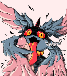 duo fangs feathers fellatio female feral gem genitals horn jewelry licking long_tongue male male/female necklace necklace_only nude oral pearl_(gem) pearl_necklace penile penis penis_lick penis_on_tongue red_sclera sex teeth text tongue tongue_out wings yellow_eyes ponporio nintendo pokemon ancient_pokemon flutter_mane generation_9_pokemon ghost paradox_pokemon pokemon_(species) spirit hi_res