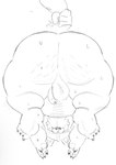 anthro armor backsack balls bodily_fluids butt claws facial_hair flaccid genitals headgear headgear_only helmet helmet_only male mustache nude penis perineum solo sweat smut_leo delicious_in_dungeon senshi_(delicious_in_dungeon) kobold scalie hi_res monochrome sketch