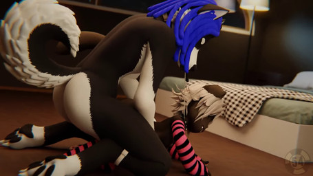 anthro anthro_penetrated armwear backsack balls bedroom black_body black_fur black_hair blue_hair blue_penis butt clothing collar doggystyle dreadlocks duo female female_penetrated from_behind_position fur genitals hair leash leash_pull leashed_collar legwear male male/female male_penetrating male_penetrating_female multicolored_hair nude party pattern_armwear pattern_clothing pattern_legwear pattern_stockings penetration penile penile_penetration penis penis_in_vagina sex stockings striped_armwear striped_clothing striped_legwear striped_stockings stripes tail teeth tongue tongue_out two_tone_hair vaginal vaginal_penetration vulva white_hair nuclear54 snugz canid canine domestic_cat felid feline felis mammal 16:9 3d_(artwork) 3d_animation animated digital_media_(artwork) hi_res long_playtime sound webm widescreen