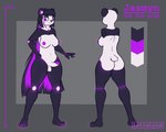 anthro balls big_breasts breasts claws genitals glowing glowing_eyes glowing_genitalia glowing_nipples glowing_penis gynomorph hair intersex long_hair machine nipples penis plantigrade purple_eyes purple_hair purple_penis solo astralynx android bear giant_panda mammal robot hi_res model_sheet