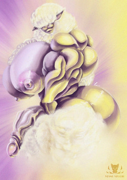 abs anthro areola biceps big_areola big_butt big_muscles big_nipples big_pecs big_penis butt flaccid fur genitals hair huge_areola huge_butt huge_muscles huge_nipples huge_pecs huge_penis humanoid_genitalia humanoid_penis hyper hyper_butt hyper_genitalia hyper_muscles hyper_nipples hyper_pecs hyper_penis male male_anthro muscular muscular_anthro muscular_male nipples nude pecs penis simple_background solo tail thick_thighs white_body white_fur wool_(fur) vesnu_studio bovid caprine mammal sheep digital_media_(artwork) digital_painting_(artwork) hi_res painting_(artwork)