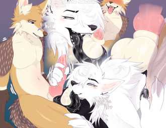 anal anal_penetration animal_genitalia animal_penis anthro anus ball_worship balls big_penis black_body black_fur black_nose blue_body blue_eyes blue_fur blush bodily_fluids body_worship canine_genitalia canine_penis claws deep_rimming duo erection eyebrow_scar eyebrows facial_scar fellatio female female_penetrating female_penetrating_male female_rimming_male fur genital_fluids genital_worship genitals grey_body grey_fur hair handjob knot knotted_penis licking long_tongue male male/female male_penetrated markings multicolored_body multicolored_fur nude open_mouth oral penetration penile penis rimming saliva scar sex simple_background smile tail tan_body tan_fur teeth text tongue tongue_out tuft white_body white_eyes white_fur worship ksenn selix canid canine canis jackal mammal absurd_res digital_media_(artwork) hi_res