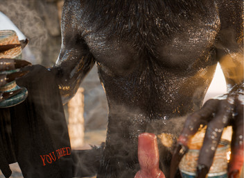 5_fingers animal_genitalia animal_penis anthro aroused athletic athletic_anthro athletic_male beverage biceps biped black_body black_fur canine_genitalia canine_penis coffee container cup erection fingers first_person_view fog fur genitals glistening glistening_body hot_beverage knot male muscular muscular_anthro muscular_male nature nude outside penis solo steam towel wet wet_body wet_fur winter aureuswolf bethesda_game_studios blender_cycles dark_souls fromsoftware microsoft mythology skyrim the_elder_scrolls you_died_(meme) skyrim_werewolf canid canine canis mammal mythological_canine mythological_creature werecanid werecanine werecreature werewolf wolf 11:8 3d_(artwork) blender_(artwork) digital_media_(artwork) hi_res meme