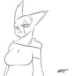 anthro areola big_breasts breasts clothed clothing clothing_lift dialogue female flashing flashing_breasts interrobang nipples offscreen_character shirt shirt_lift solo topwear inuyuru bra_strap_showing_(meme) nintendo pokemon generation_3_pokemon pokemon_(species) zangoose 1:1 2d_animation animated animated_gif frame_by_frame hi_res meme short_playtime signature