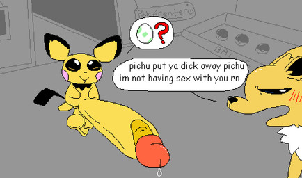 ambiguous_gender annoyed balls big_balls big_penis blush blush_lines detailed_background dialogue duo egg fur fur_tuft genitals glans glistening grey_background huge_penis hyper hyper_genitalia hyper_penis looking_away male male/ambiguous mouth_closed open_mouth penis pokeball pokemon_center pokemon_egg question_mark requesting scrotum_flap sex_request simple_background small_but_hung smile snout squigglevision standing tail talking_to_another text tuft yellow_body nxyitn nintendo pokemon eeveelution generation_1_pokemon generation_2_pokemon jolteon pichu pokemon_(species) 2_frame_animation 2d_animation aliasing animated digital_media_(artwork) english_text meme pixel_(artwork) pixel_animation