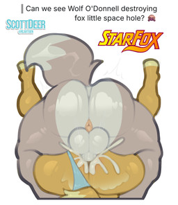 anal anal_penetration anthro anthro_on_anthro anthro_penetrated anthro_penetrating anthro_penetrating_anthro anus balls balls_deep big_butt bikini_thong bodily_fluids butt caught clothing clothing_aside crouching cum cum_drip cum_in_ass cum_inside dripping duo ejaculation from_front_position fur genital_fluids genitals glistening glistening_balls glistening_butt glistening_genitalia grey_body grey_fur huge_butt humanoid_genitalia humanoid_penis larger_on_top legs_up male male/male male_penetrated male_penetrating male_penetrating_male mating_press mostly_nude on_top penetration penile penile_penetration penis penis_in_ass rear_view sex simple_background size_difference smaller_penetrated swimwear tail text thong top_hole underwear underwear_aside white_background scottdeer nintendo star_fox fox_mccloud wolf_o'donnell canid canine canis domestic_dog fox mammal wolf 2026 english_text hi_res