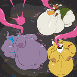 areola belly belly_expansion belly_inflation belly_rolls big_areola big_belly big_breasts breasts crossgender expansion female huge_belly huge_breasts hyper hyper_belly inflation mtf_crossgender multiple_character nipples slime_inflation space sinfullapis dragon_ball dragon_ball_super beerus liquiir sorrel_(dragon_ball_super) god_of_destruction majin 1:1 absurd_res hi_res