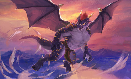 2_horns 5_fingers 5_toes amber_eyes anthro bottomwear brown_bottomwear brown_clothing brown_loincloth claws clothed clothing cloud countershade_arms countershade_face countershade_hands countershade_legs countershade_scales countershade_tail countershade_torso countershading day facial_markings fangs feet finger_claws fingers flesh_fang flying green_bottomwear green_clothing green_loincloth grey_body grey_scales hair head_horn head_markings horn loincloth loincloth_only male markings membrane_(anatomy) membranous_wings mountain multicolored_body multicolored_scales muscular muscular_anthro muscular_male open_mouth open_smile outside red_hair red_tongue river scales shoulder_stripes sky smile solo spread_wings striped_arms striped_ears striped_face striped_legs striped_markings striped_tail stripes tail tail_markings teeth toe_claws toes tongue tongue_showing topless two_tone_body two_tone_scales white_body white_countershading white_scales wings yellow_horn yellow_sclera yellow_stripes racoonwolf mythology dragonfeld dragon mythological_creature mythological_scalie scalie 2021 digital_drawing_(artwork) digital_media_(artwork) full-length_portrait portrait