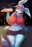 anthro anthrofied big_breasts blush bottomwear breasts camel_toe clothing container curvy_figure delivery_(commerce) delivery_employee female female_anthro food_carrier food_delivery fur hat headgear headwear heart_symbol huge_breasts kemono looking_at_viewer midriff navel pizza_box pizza_delivery pizza_delivery_carrier pokemorph shorts solo spandex spandex_shorts tight_bottomwear tight_clothing tight_shorts voluptuous wide_hips xanadu_corona nintendo pokemon eeveelution generation_4_pokemon glaceon pokemon_(species) 2022 absurd_res digital_media_(artwork) hi_res