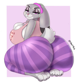 anthro bedroom_eyes big_breasts big_butt big_eyes bottomwear breast_squish breasts butt cleavage cleavage_overflow clothed clothing feet female huge_breasts huge_butt huge_hips huge_thighs kneeling legwear long_ears looking_at_viewer narrowed_eyes pattern_bottomwear pattern_clothing pattern_legwear presenting presenting_hindquarters seductive side_boob sitting sitting_on_feet smile smiling_at_viewer solo squish striped_bottomwear striped_clothing striped_legwear stripes thick_thighs tight_bottomwear tight_clothing tight_topwear topwear wide_hips oliburgob disney zootopia judy_hopps european_rabbit lagomorph leporid mammal oryctolagus rabbit 2025