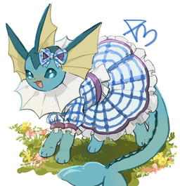 alternative_fashion blue_body blue_eyes bow_ribbon checkered checkered_clothing checkered_dress clothing dress female feral flower grass happy holowear_(pokemon) j-fashion lolita_(fashion) looking_at_viewer open_mouth pattern_clothing pattern_dress paws plant simple_background solo sweet_lolita tongue cc8nw42u15apug0 nintendo pokemon pokemon_unite checkered_style_vaporeon eeveelution generation_1_pokemon pokemon_(species) vaporeon 2026 signature