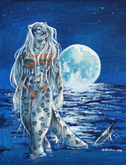 abs anthro bikini blue_body blue_eyes blue_fur bulge clothing full_moon fur gynomorph hair intersex long_hair moon muscular muscular_anthro muscular_arms muscular_gynomorph muscular_intersex muscular_thighs night partially_submerged sea sky solo star starry_sky swimwear two-piece_swimsuit water wet wet_body whiskers white_body white_fur white_hair heather_bruton mammal mustelid otter 2026