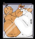 anthro bathing blush brown_body brown_fur brown_hair buckteeth chest_tuft countershading embarrassed fur green_eyes hair male moobs morbidly_obese morbidly_obese_anthro morbidly_obese_male nude obese obese_anthro obese_male overweight overweight_anthro overweight_male shower showering solo standing stuck teeth tuft white_body white_countershading chub-united mammal rodent sciurid 2019 alpha_channel