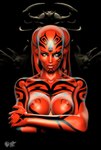 5_fingers areola big_breasts breasts collarbone crossed_arms exposed_breasts female fingernails fingers lekku_(anatomy) looking_at_viewer nails nipples not_furry nude pseudo_hair red_areola red_body red_nipples red_skin sith sith_lord smile solo tattoo yellow_eyes darthhell star_wars darth_talon alien alien_humanoid humanoid twi'lek 2010 3d_(artwork) dark_theme digital_media_(artwork) half-length_portrait hi_res portrait