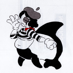 belly breasts clothing female gloves handwear hat headgear headwear mime overweight pattern_clothing pattern_shirt pattern_topwear shirt simple_background solo split_form striped_clothing striped_shirt striped_topwear stripes topwear white_background shar0makai aquatic merfolk 1:1 2025 absurd_res hi_res traditional_media_(artwork)