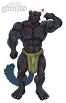 4_toes 5_fingers abs anthro biceps big_muscles big_pecs biped black_body black_fur black_nose bottomwear bulge claws clothed clothing detailed_bulge feet finger_claws fingers flexing flexing_bicep fur genital_outline hair heart_symbol loincloth loincloth_only looking_at_viewer male male_anthro melanistic muscular muscular_anthro muscular_male navel pecs penis_outline plantigrade simple_background solo toe_claws toes topless topless_anthro topless_male gimpis felid mammal pantherine absurd_res digital_media_(artwork) hi_res