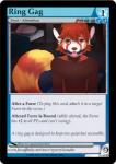 anthro bdsm black_body black_fur brown_body brown_eyes brown_fur card card_template fur gag gagged hair looking_at_viewer male open_mouth_gag red_hair ring_gag solo text tongue trading_card trading_card_game trading_card_template white_body white_fur yellow_body yellow_fur spazzykoneko furoticon ailurid mammal red_panda digital_media_(artwork) english_text shaded