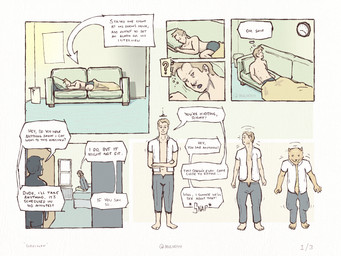 annoyed anthro boxers_(clothing) clothing duo embarrassed forced forced_transformation half_naked human_to_anthro male nipples size_transformation sleeping solo species_transformation text transformation transformation_sequence underwear mulveyyy domestic_cat felid feline felis human mammal 4:3 absurd_res comic english_text hi_res
