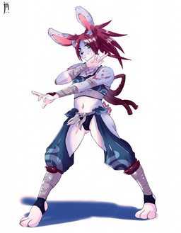 anthro clothed clothing female long_ears ninja skimpy solo warrior kintsuki_soran satsuki_(kintsuki_soran) hare lagomorph leporid mammal rabbit hi_res