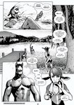 anthro barefoot bodily_fluids bovid butt caprine christian_symbol christianity clothed clothed/nude clothed_male_nude_male clothing cody_(falcon_mccooper) comic cross dialogue dock_(anatomy) duo english_text equid equine falcon_mccooper feet fully_clothed goat grass greyscale hair horn horse inviting jewelry lake male mammal monochrome muscular muscular_anthro muscular_male necklace necklace_only nipples nude plant religion scut_tail short_tail sweat tail text tree url water wet wet_hair william_(falcon_mccooper) yelling