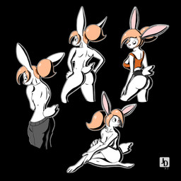 anthro breasts butt cleavage clothed clothing female hair hand_on_hip hand_on_leg nude ponytail rear_view shadow solo tasteful_nudity jared_dillon hare lagomorph leporid mammal rabbit 1:1 absurd_res hi_res