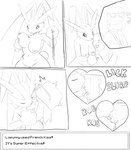 anthro arm_grab big_breasts big_butt black_and_white blush blush_lines breast_grab breasts bulge_grab butt calem_(pokemon) clothed clothed/nude clothing comic digital_drawing_(artwork) digital_media_(artwork) duo english_text eye_contact eyes_closed female fondling french_kissing generation_4_pokemon hand_on_breast hand_on_cheek hand_on_chin head_turn hi_res human human_on_anthro interspecies kissing lagomorph leporid licking looking_at_another looking_at_partner lopunny love male male/female male_on_anthro mammal monochrome nintendo nipples nude open_mouth pokemon pokemon_(species) pokephilia rabbit romantic romantic_couple rubbing self_fondle slurping star_eyes surprised_expression text thick_thighs tongue tongue_out urielmanx7 wide_hips