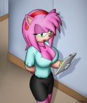 anthro anthrofied big_breasts breasts cleavage clothed clothing female fur jewelry necklace pink_body pink_fur solo knownvortex sega sonic_the_hedgehog_(series) amy_rose eulipotyphlan hedgehog mammal 2010