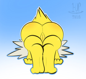 butt faceless_character faceless_female feet female feral genitals gradient_background paws presenting presenting_hindquarters presenting_vulva simple_background solo vulva thefablednekos nintendo pokemon eeveelution generation_1_pokemon jolteon pokemon_(species) 2017 dated digital_media_(artwork) hi_res
