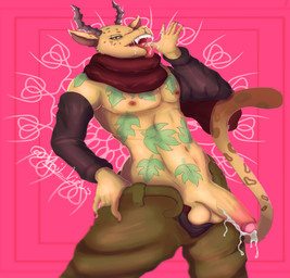 anthro balls bodily_fluids food fruit genital_fluids genitals male melon penis plant precum solo teasing veilvirus beastars melon_(beastars) antelope bovid felid gazelle hybrid leopard mammal pantherine hi_res