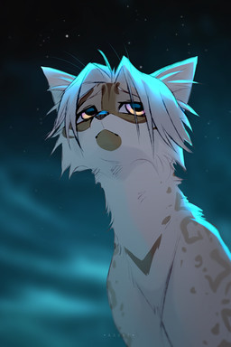 ambiguous_gender bangs black_nose brown_markings cheek_tuft eyebrows facial_tuft feral fur hair looking_up markings night outside sad short_hair sky solo spots spotted_body spotted_fur spotted_markings star starry_sky tan_body tan_fur tan_markings tuft white_eyebrows yellow_eyes azzai domestic_cat felid feline felis mammal 2023 2:3 colored colored_sketch digital_drawing_(artwork) digital_media_(artwork) half-length_portrait portrait shaded sketch