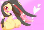 absurd_res alternate_version_at_source ambiguous_gender blush bodily_fluids condom eyelashes feral generation_3_pokemon hair_mouth heart_symbol hi_res kneeling looking_at_viewer mawile negoya nintendo pokemon pokemon_(species) red_eyes saliva sexual_barrier_device solo teeth tongue