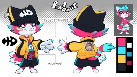 3_toes 4_fingers anthro bandage bandage_on_face barefoot beanie black_beanie black_bottomwear black_clothing black_hat black_headwear black_shorts blue_claws blue_clothing blue_eyebrows blue_eyes blue_markings blue_shirt blue_stripes blue_tail_tip blue_topwear bottomwear boxers_(clothing) boxers_only cheek_tuft claws closed_smile clothed clothed_anthro clothed_male clothing color_swatch copyright_symbol courier dipstick_tail eyebrows facial_tuft fangs fanny_pack feet finger_claws fingers fluffy fluffy_tail fully_clothed fully_clothed_anthro fully_clothed_male fur fur_markings grey_boxers grey_clothing grey_underwear hat headgear headwear jacket looking_at_viewer male male_anthro markings mouth_closed multicolored_body multicolored_fur open_clothing open_jacket open_topwear pink_body pink_fur pink_nose pink_tail shirt shorts simple_background smile smiling_at_viewer solo striped_markings striped_tail stripes symbol tail tail_markings teeth text three-quarter_view title toes topless topwear tuft two_tone_tail underwear underwear_only white_background white_body white_fur yellow_clothing yellow_jacket_(clothing) yellow_topwear zipper giacomo_boni roloverit rol_(roloverit) domestic_cat felid feline felis mammal 16:9 2022 4k absurd_res adobe_photoshop_(artwork) colored digital_media_(artwork) english_description hi_res japanese_text model_sheet official_art shaded translation_request widescreen