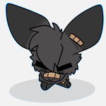 anthro band-aid band-aid_on_face band-aid_on_nose bandage bandage_on_face bandage_on_nose black_body black_fur cheek_tuft eyes_closed facial_tuft fur grey_body grey_fur high-angle_view male simple_background solo tuft white_background xing1 nick_(the_xing1) lagomorph leporid mammal rabbit absurd_res hi_res