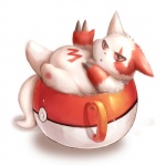 ambiguous_gender container cup fur gloves_(marking) in_container in_cup lying markings micro pokeball pokemug red_markings simple_background solo standard_pokeball tail white_background white_body white_fur pandhets if_it_fits_i_sits_(meme) nintendo pokemon generation_3_pokemon pokemon_(species) zangoose 1:1 digital_media_(artwork) full-length_portrait meme portrait shaded